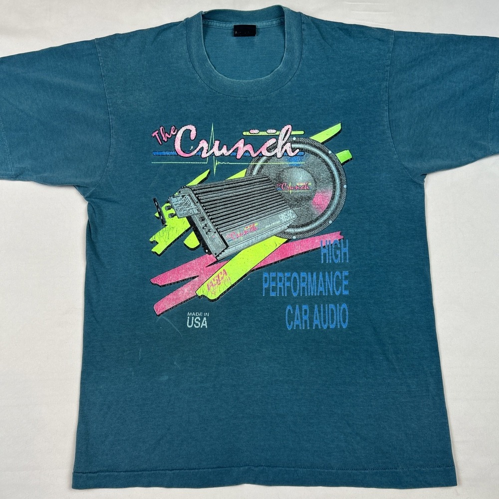 VTG 90s Screen Stars T Shirt Sz Large The Crunch Audio USA Promo Car Stereo Amps